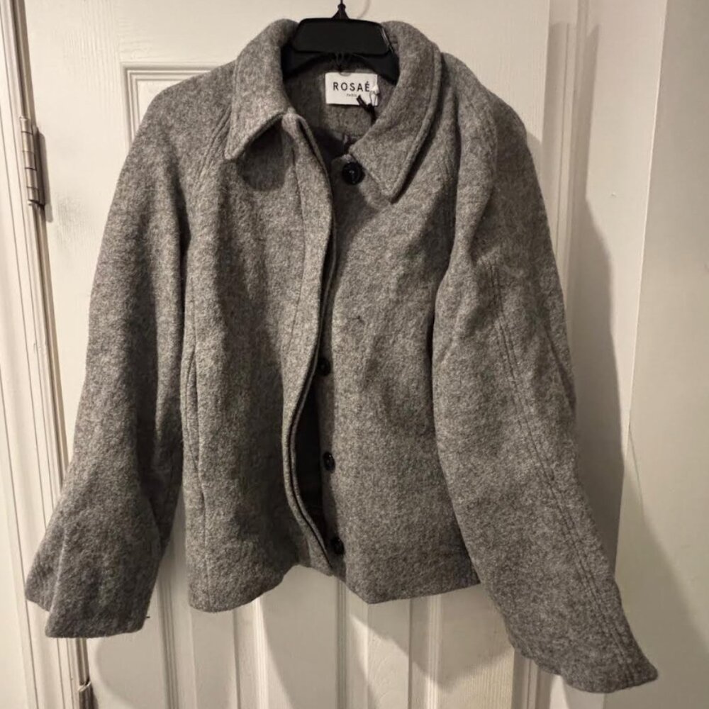 Rosaé Paris Le Antoine Wool Jacket in Mouse Grey Wool - Size 38 Brand New NWT